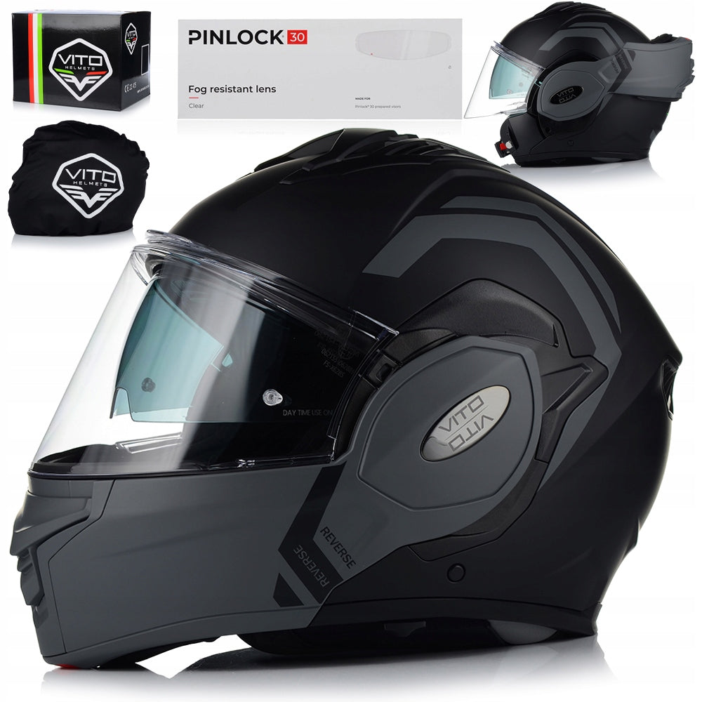 MOTORCYCLE HELMET | VITO REVERSE GREY | MODULAR + PINLOCK + BLEND