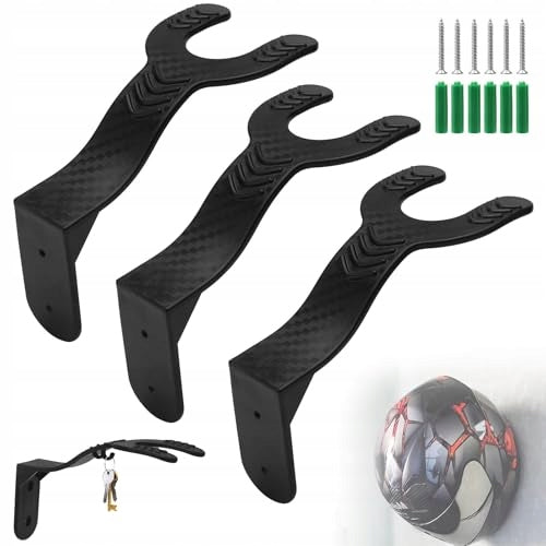 MOTORCYCLE HELMET WALL MOUNT BLACK ABS SET OF 3 STEEL Brand no brand