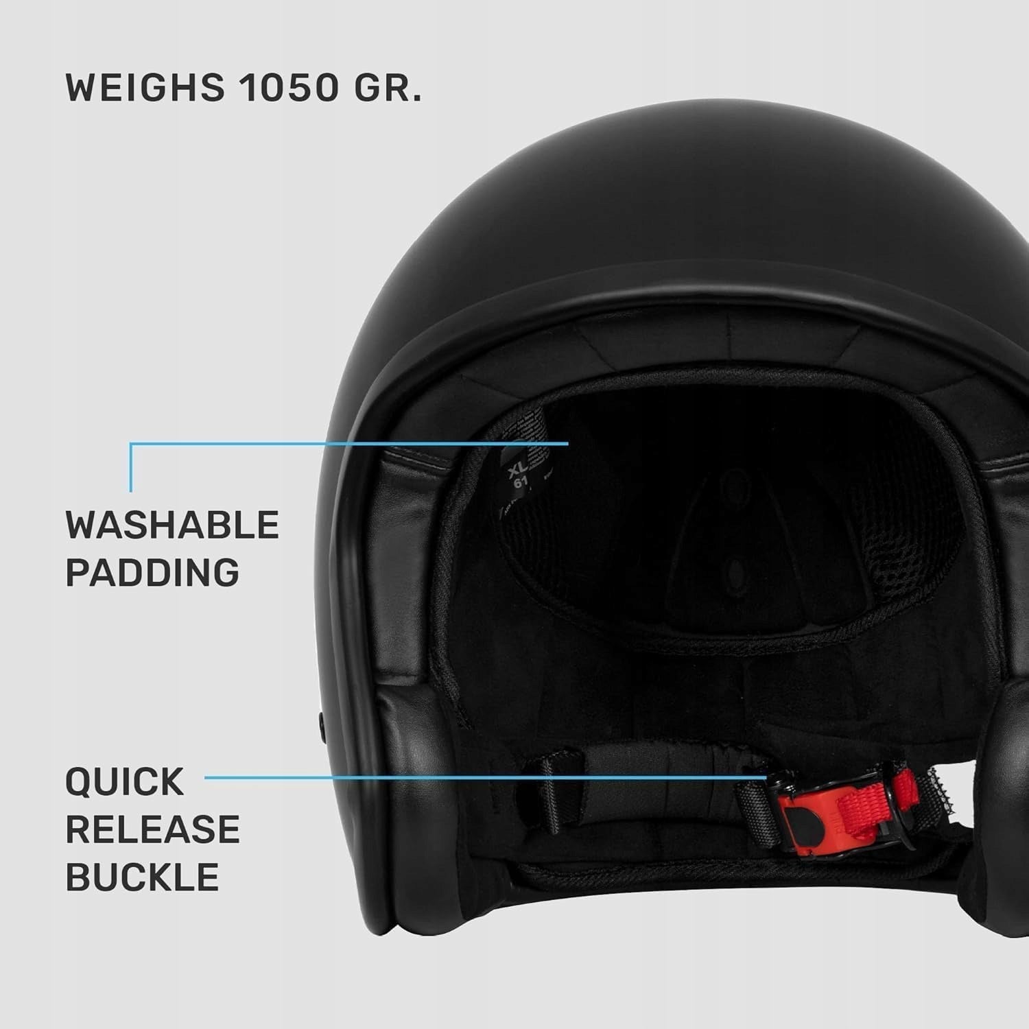 MOTORCYCLE HELMET WESTT VINTAGE W-300B SIZE S BLACK Manufacturer Westt
