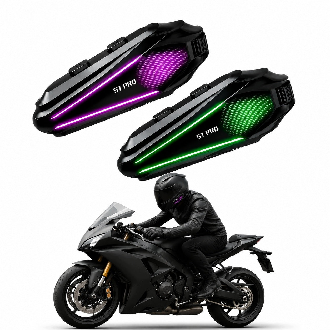 MOTORCYCLE INTERCOM BLUETOOTH 5.3 UNIVERSAL WITH HYBRID MICROPHONE