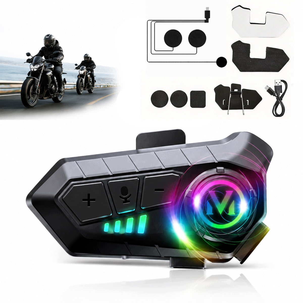 MOTORCYCLE INTERCOM BLUETOOTH Y10 UNIVERSAL WITH HYBRID MICROPHONE
