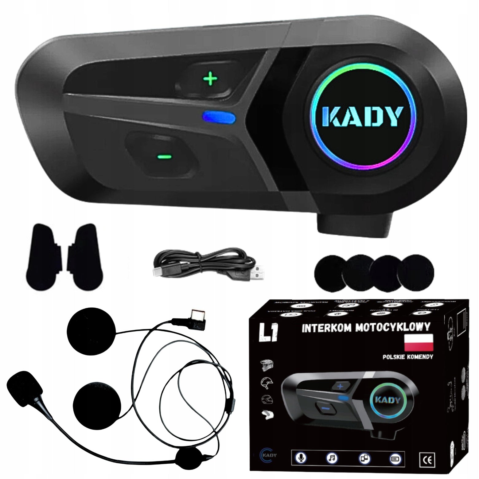 MOTORCYCLE INTERCOM KADY L1 BLUETOOTH 5.3 Polish LEKTOR