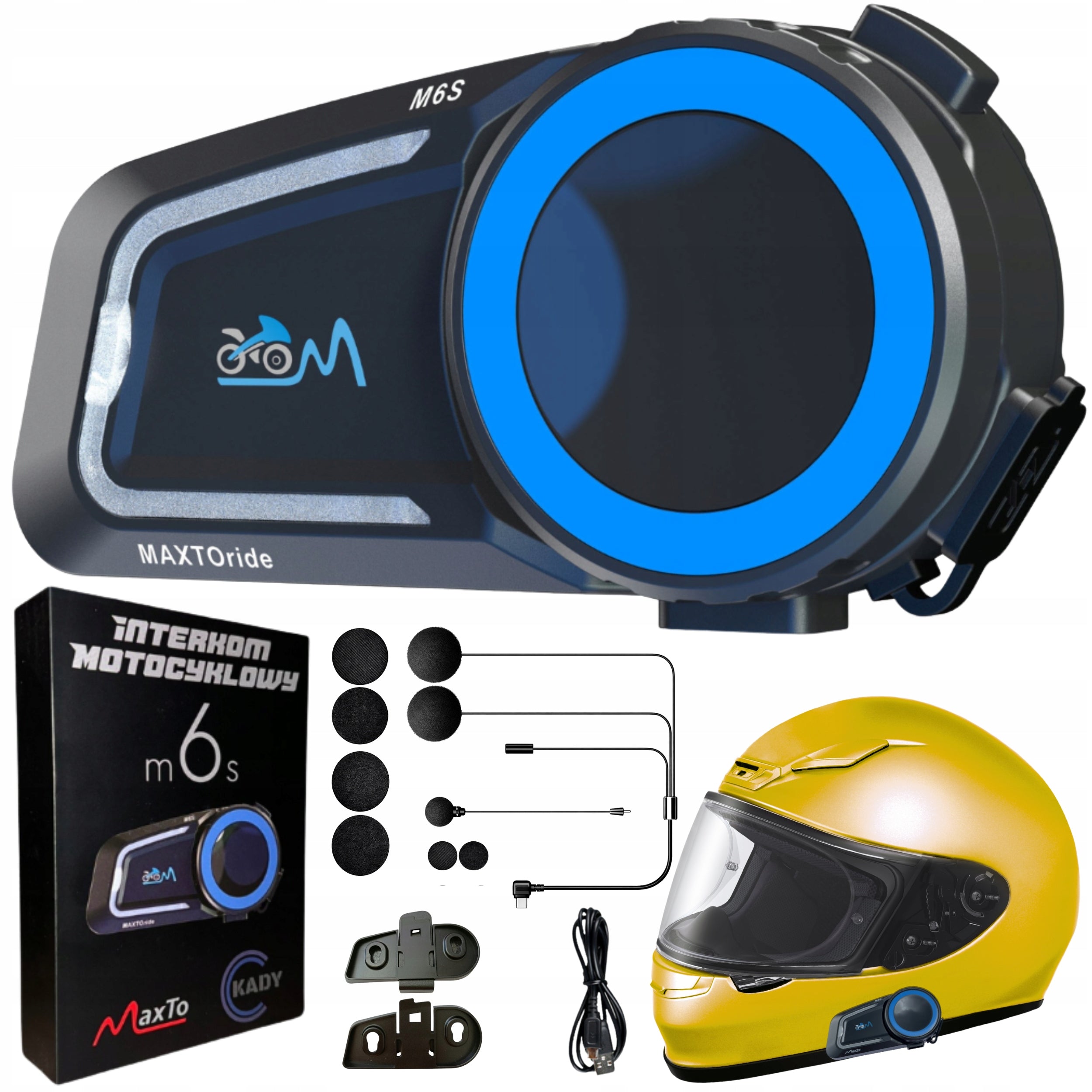 MOTORCYCLE INTERCOM MaxTo M6S MESH SYSTEM FOR 8 MOTORCYCLISTS in Polish