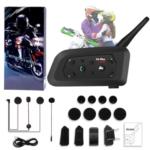 MOTORCYCLE INTERCOM WITH BLUETOOTH 1500M V6 PLUS WATERPROOF IPX65