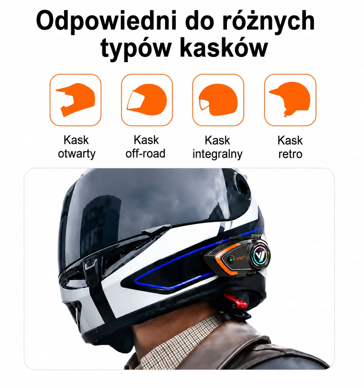 MOTORCYCLE INTERCOM Y80 2x BLUETOOTH Hard and Soft Microphone from Poland Manufacturer's catalog number Y80 2X