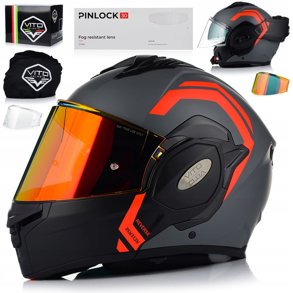MOTORCYCLE JAW HELMET| VITO REVERSE | PINLOCK + BLEND + 2x GLASS