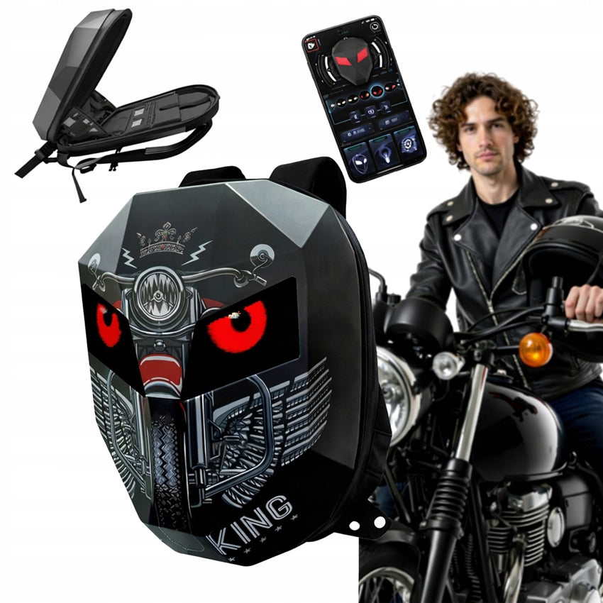 MOTORCYCLE LED BACKPACK WITH EYE DISPLAY BLUETOOTH MOTO APP
