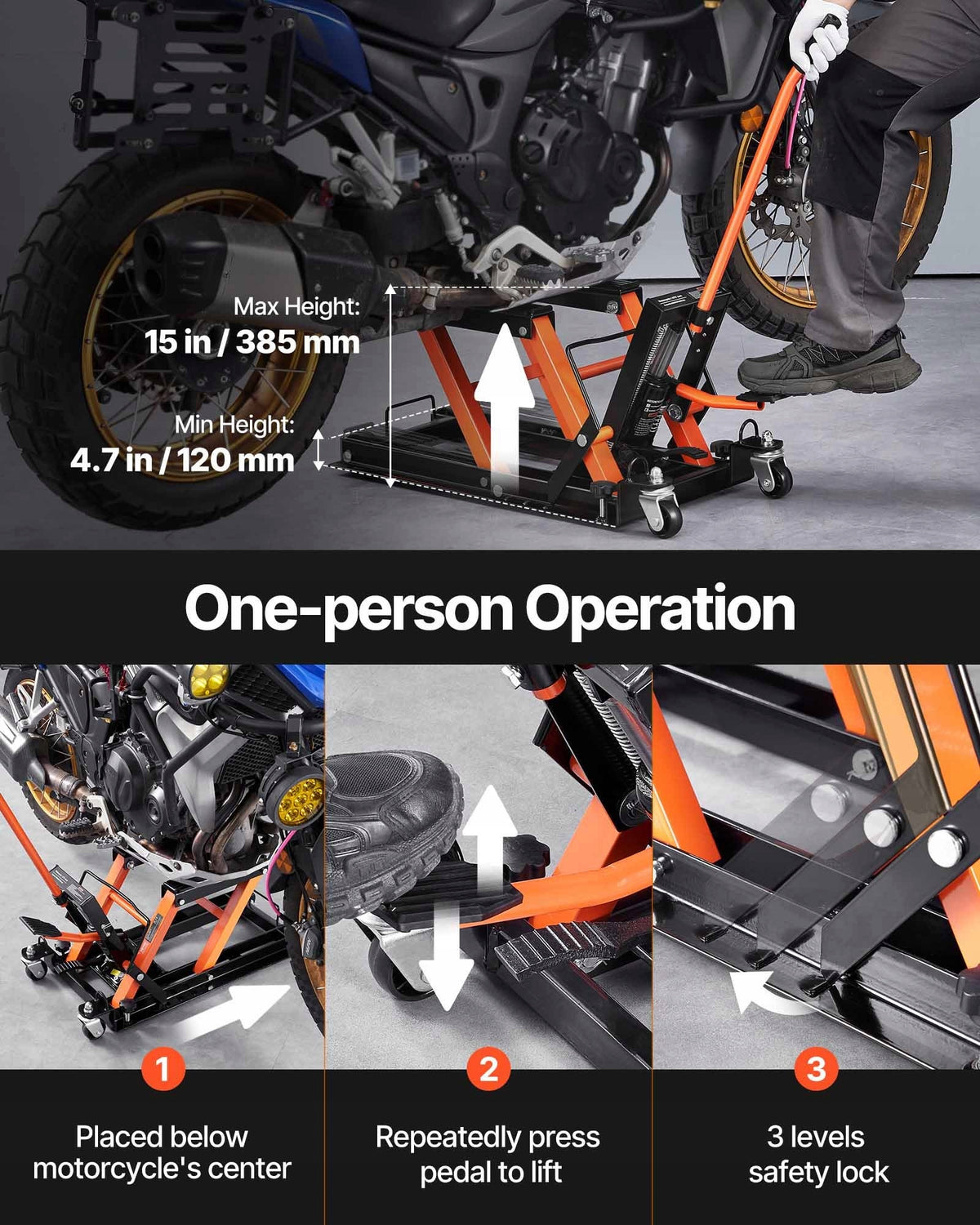MOTORCYCLE LIFT Hydraulic Platform Lifting capacity 700 kg for Workshop EAN (GTIN) 5901736277900
