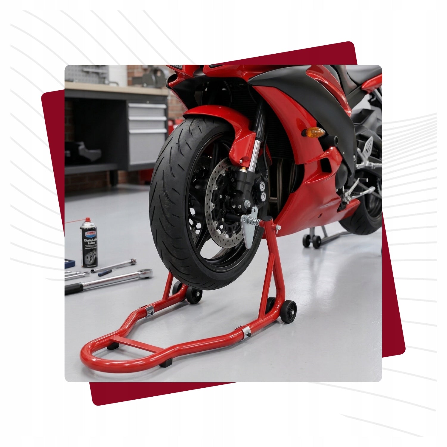 MOTORCYCLE LIFT STAND FRONT ADJUSTABLE LAG FORK 450KG DURABLE Manufacturer code STOJAK PODNOŚNIK MOTO PRZÓD 450kg