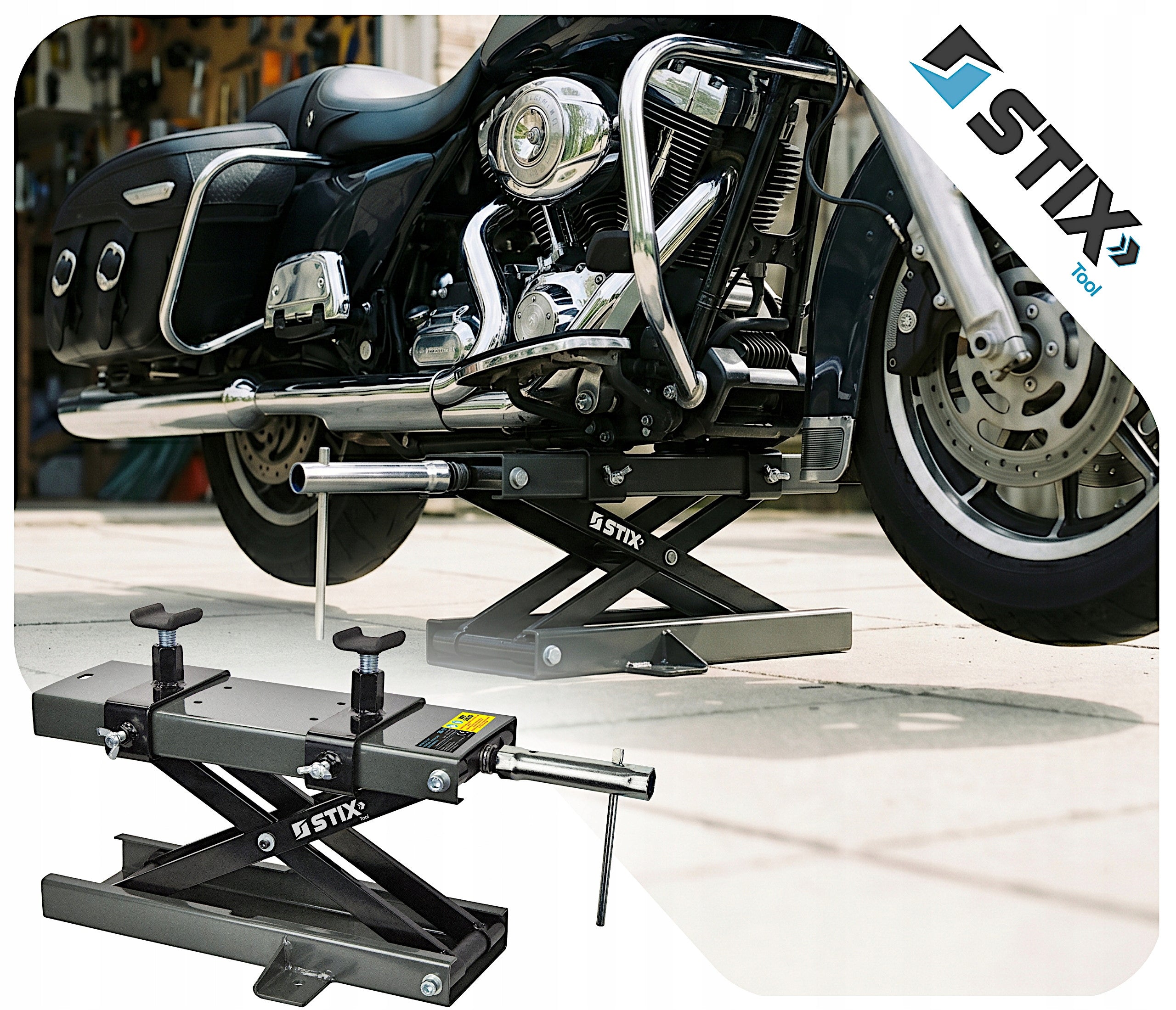 MOTORCYCLE MECHANICAL SCISSOR LIFT 500KG SCREW-ON STAND STIX Manufacturer Stix