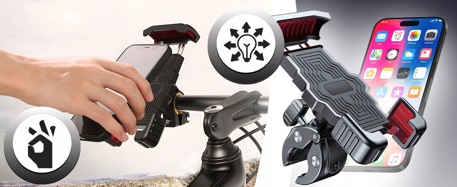 MOTORCYCLE PHONE BIKE HOLDER 360° ANTI-SHOCK STABLE STRONG EAN (GTIN) 5903418556945