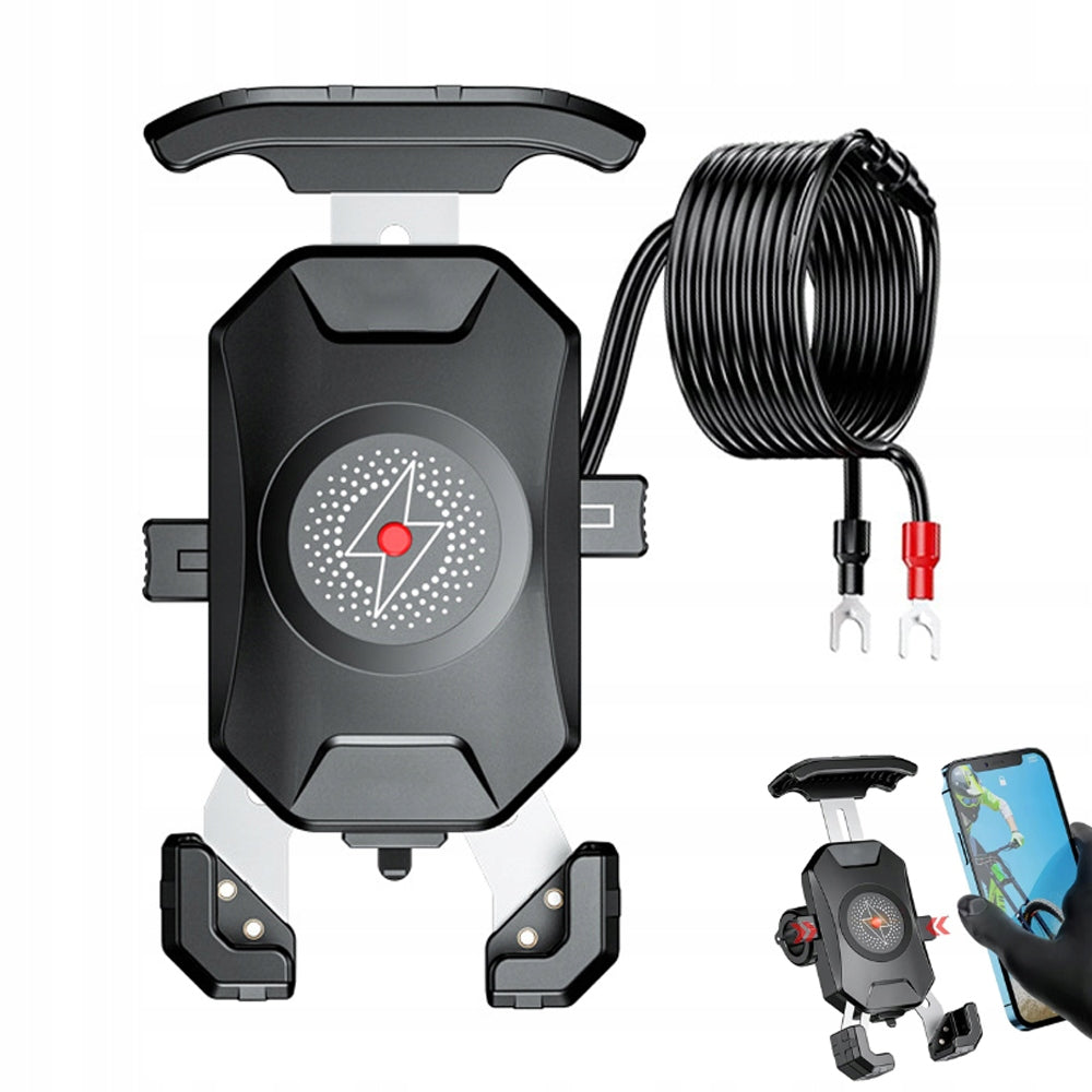 MOTORCYCLE PHONE HOLDER ANTI-VIBRATION INDUCTION CHARGER 15W + USB