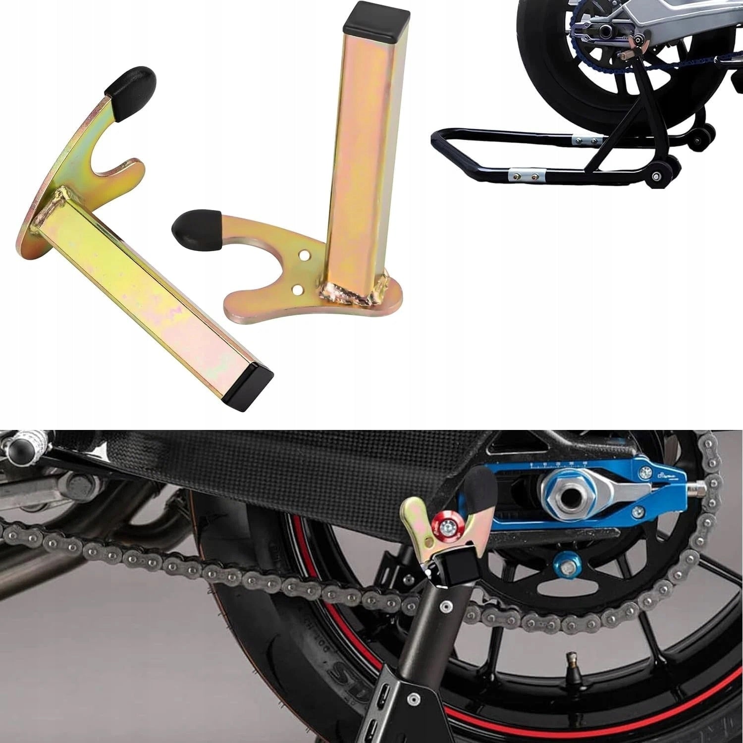 MOTORCYCLE REAR WHEEL STAND ADAPTERS 2 PCS HANDLE V RUBBER 400K Packaging status original