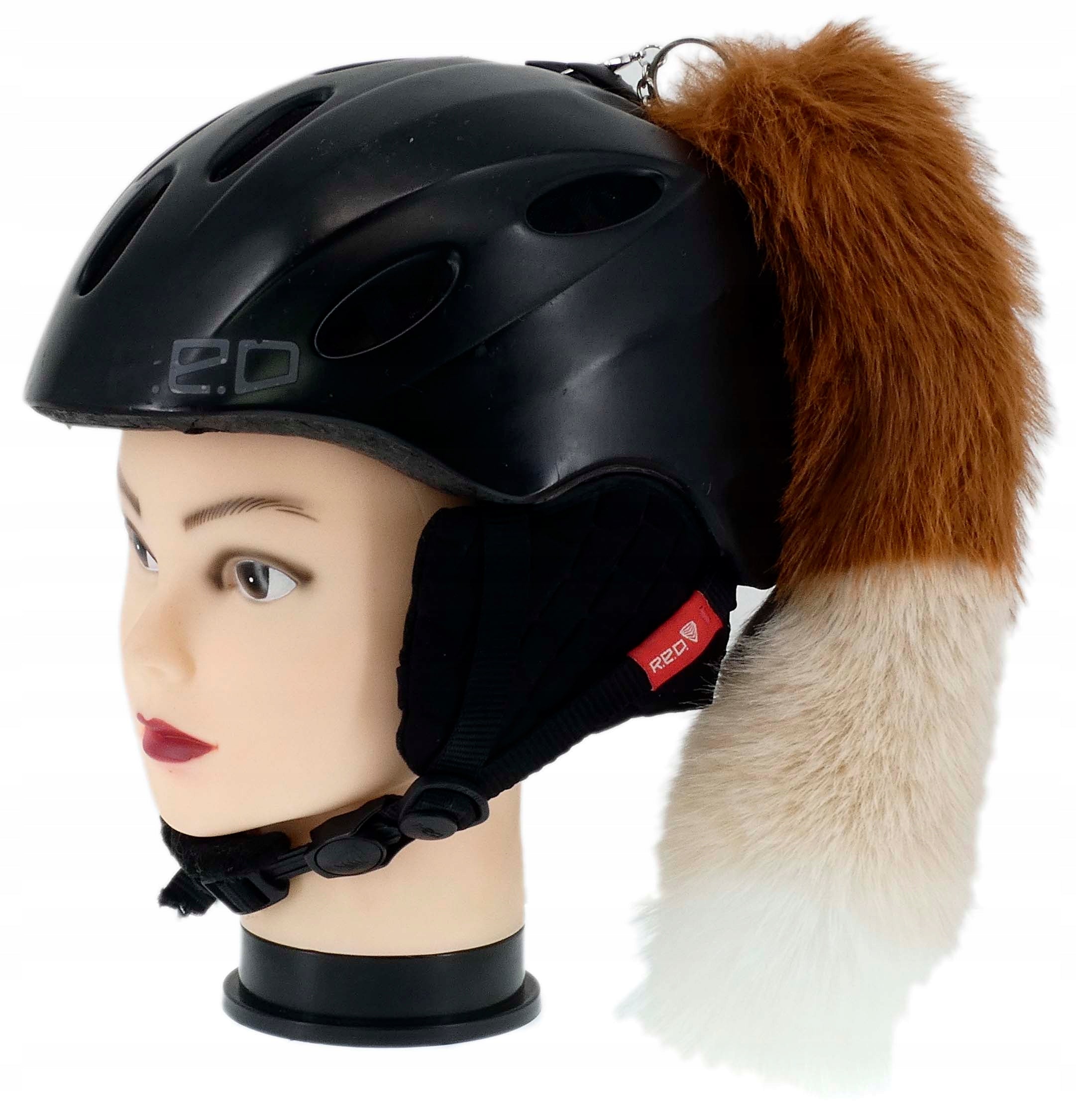 MOTORCYCLE SKI HELMET ORNAMENT KITA LISI TAIL BROWN BEIGE FURRY