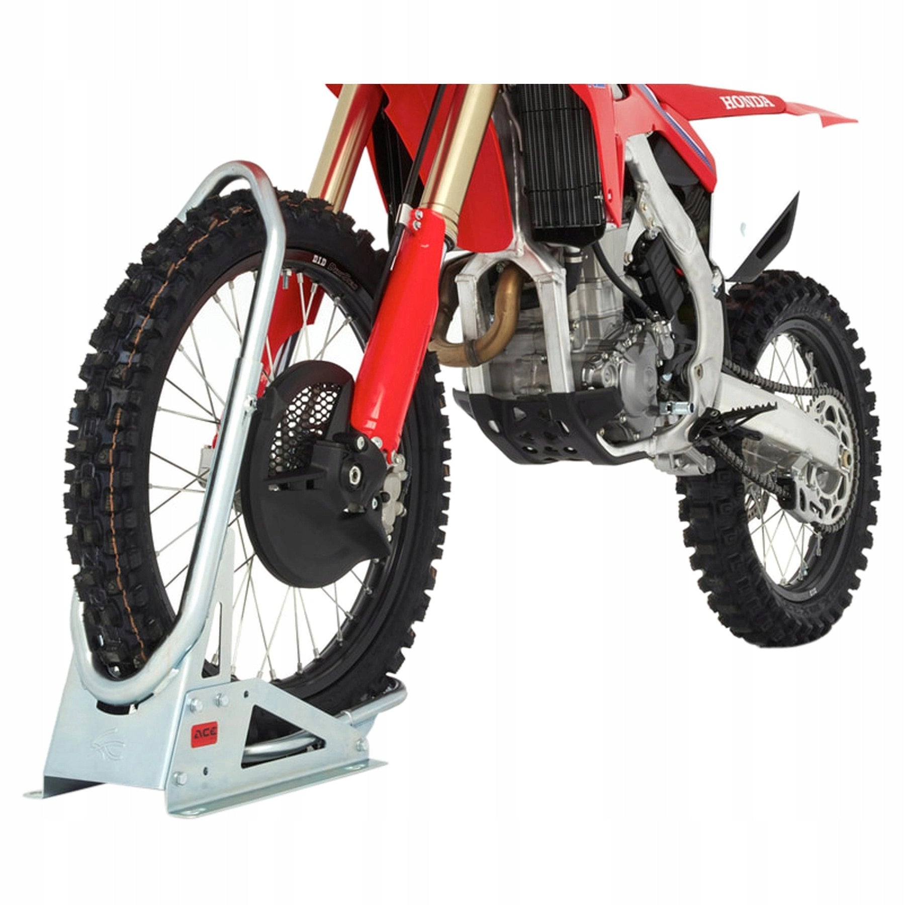MOTORCYCLE STAND FRONT CROSS FOR TRANSPORT 18-21' 90 / 120 mm ACEBIKES Packaging status original