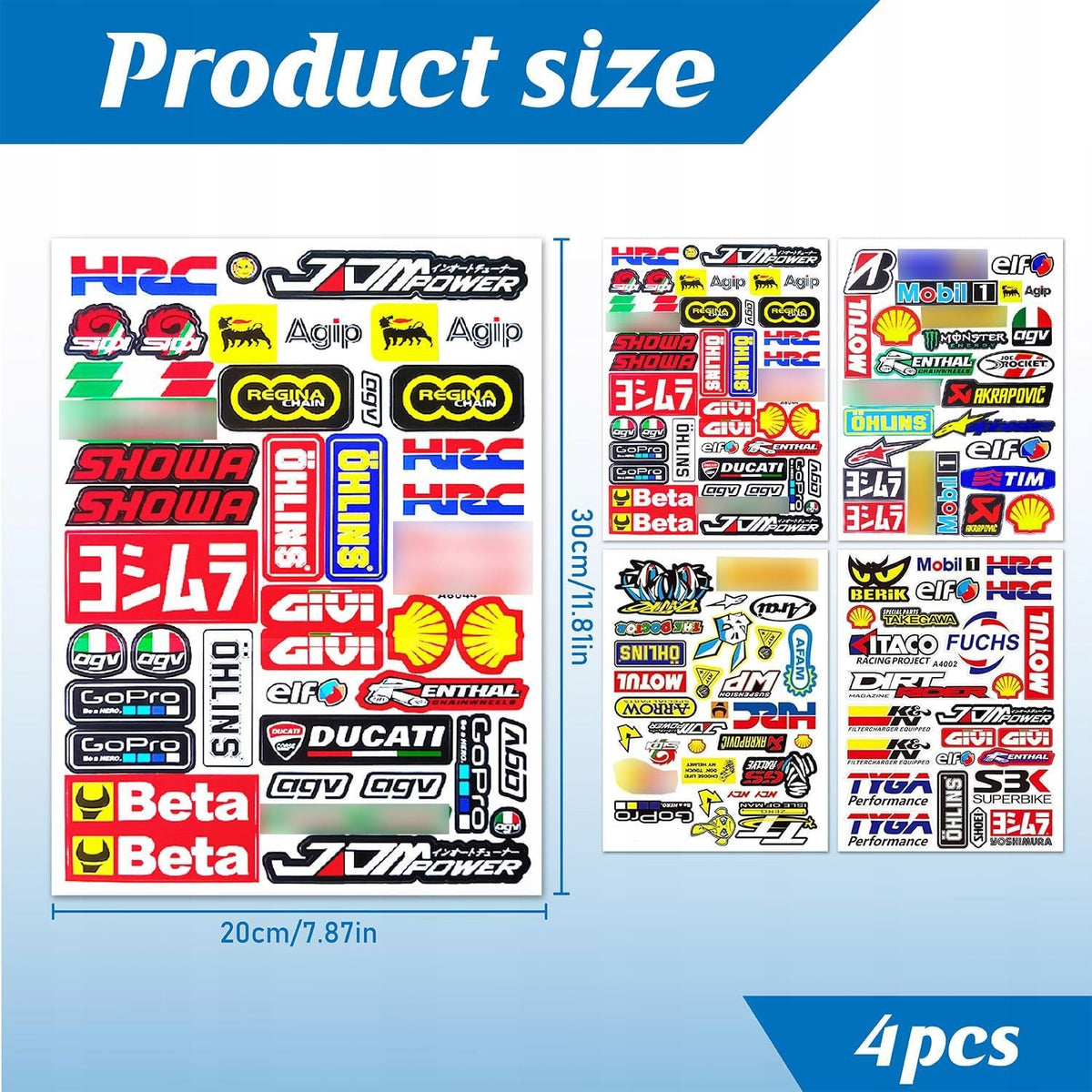 MOTORCYCLE STICKERS SET OF 4 SHEETS MONSTER ENERGY SPORT RACING COLORFUL Manufacturer no brand