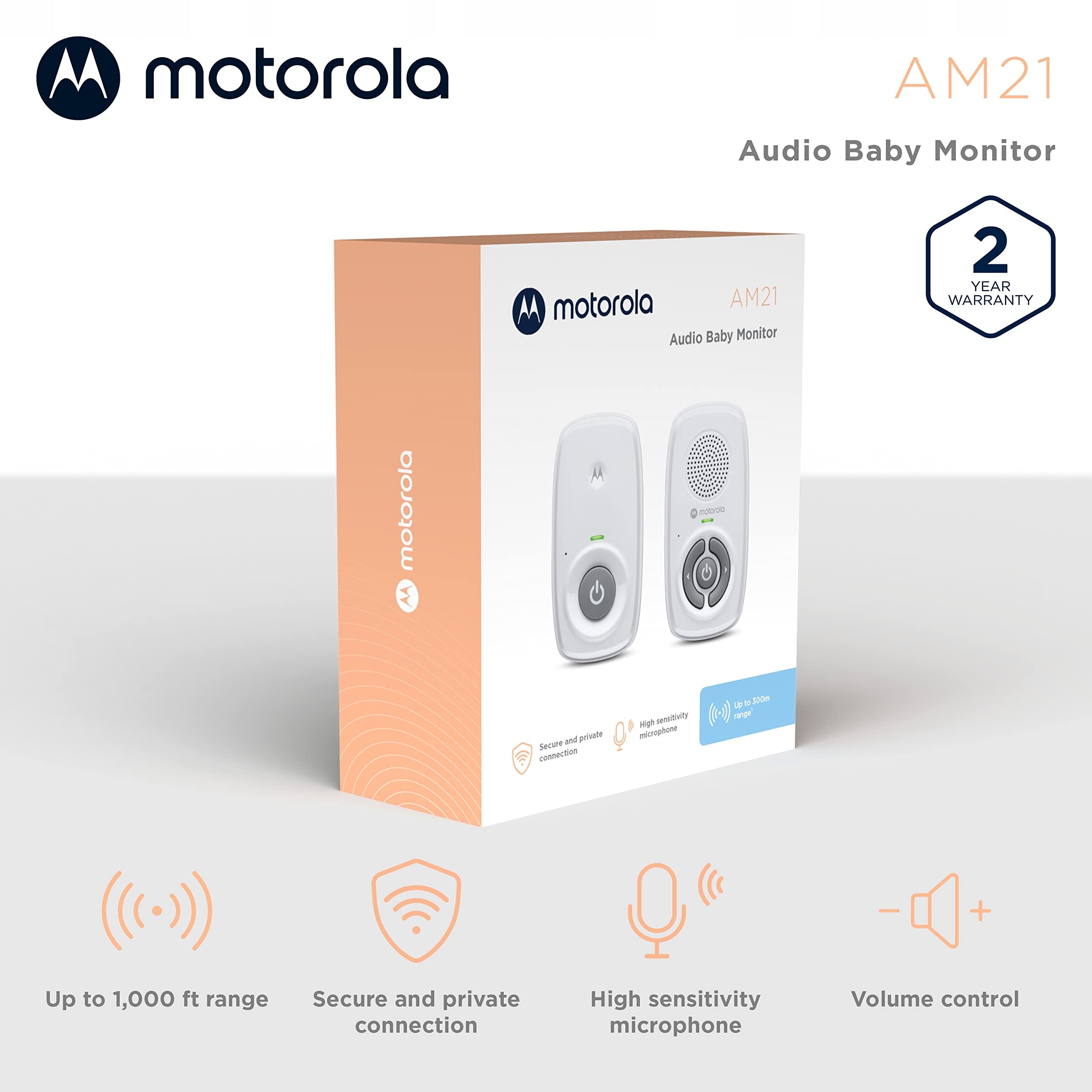 MOTOROLA BABY MONITOR DIGITAL AUDIO RANGE 300M Packaging status original