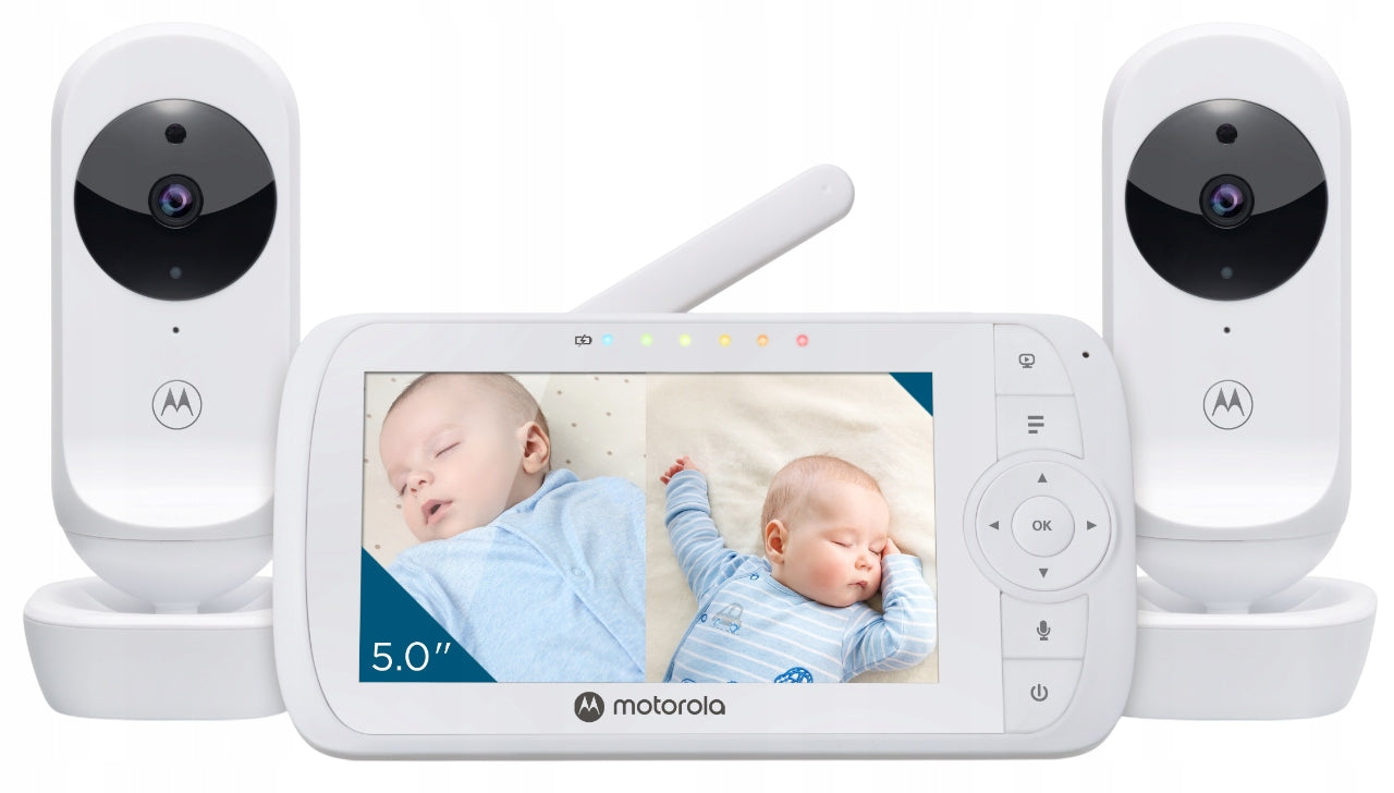 MOTOROLA VM 35-2 BABY MONITOR VIDEO 2 CAMERAS LARGE SCREEN 5" LULLABIES NIGHT MODE