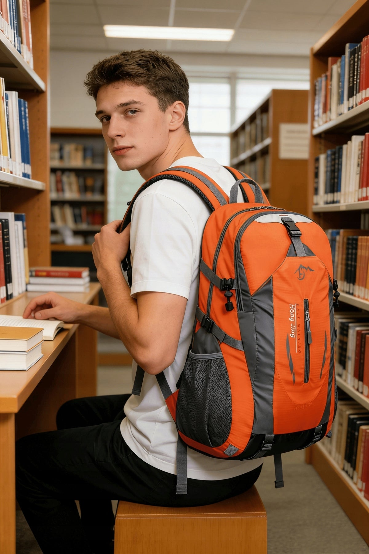 MOUNTAIN BACKPACK 40L LARGE ROOMY EXPEDITION TRAVEL ORANGE Packaging status original