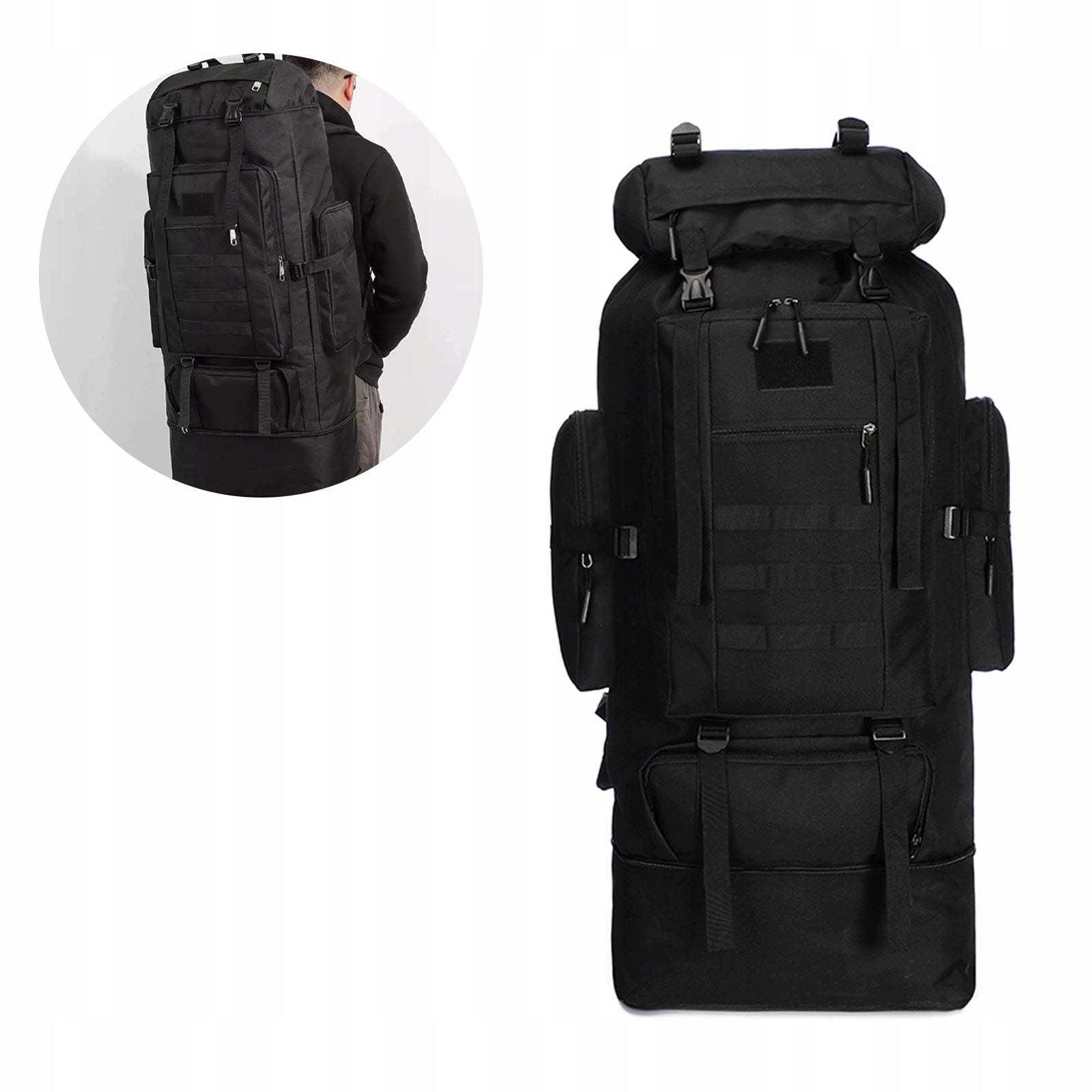 MOUNTAIN TREKKING HIKING BACKPACK 100l MEN'S WOMEN'S STRONG BLACK MILITARY Brand no brand