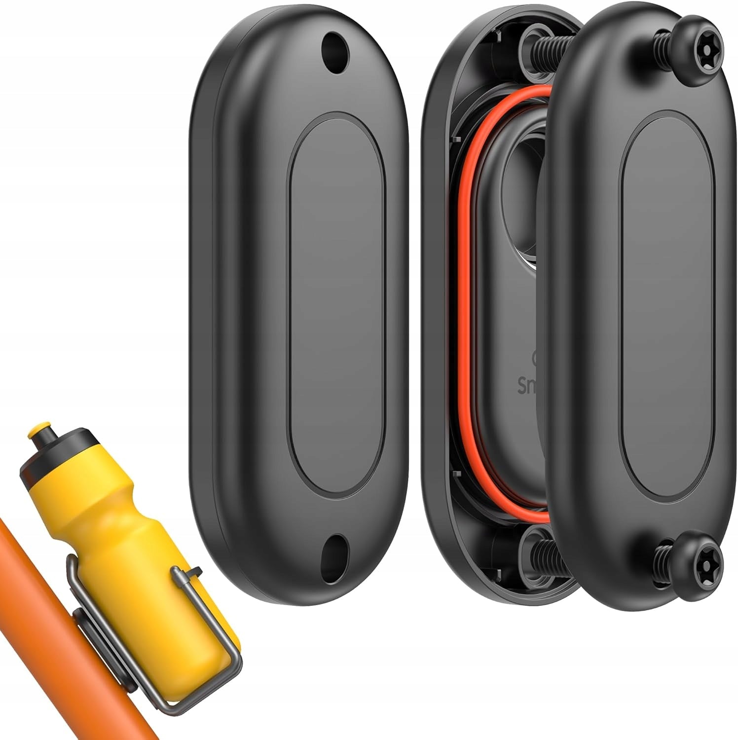 MOUNTED ON THE SAMSUNG SMART TAG 2 LOCATOR UNDER THE BICYCLE WATER BOTTLE HOLDER