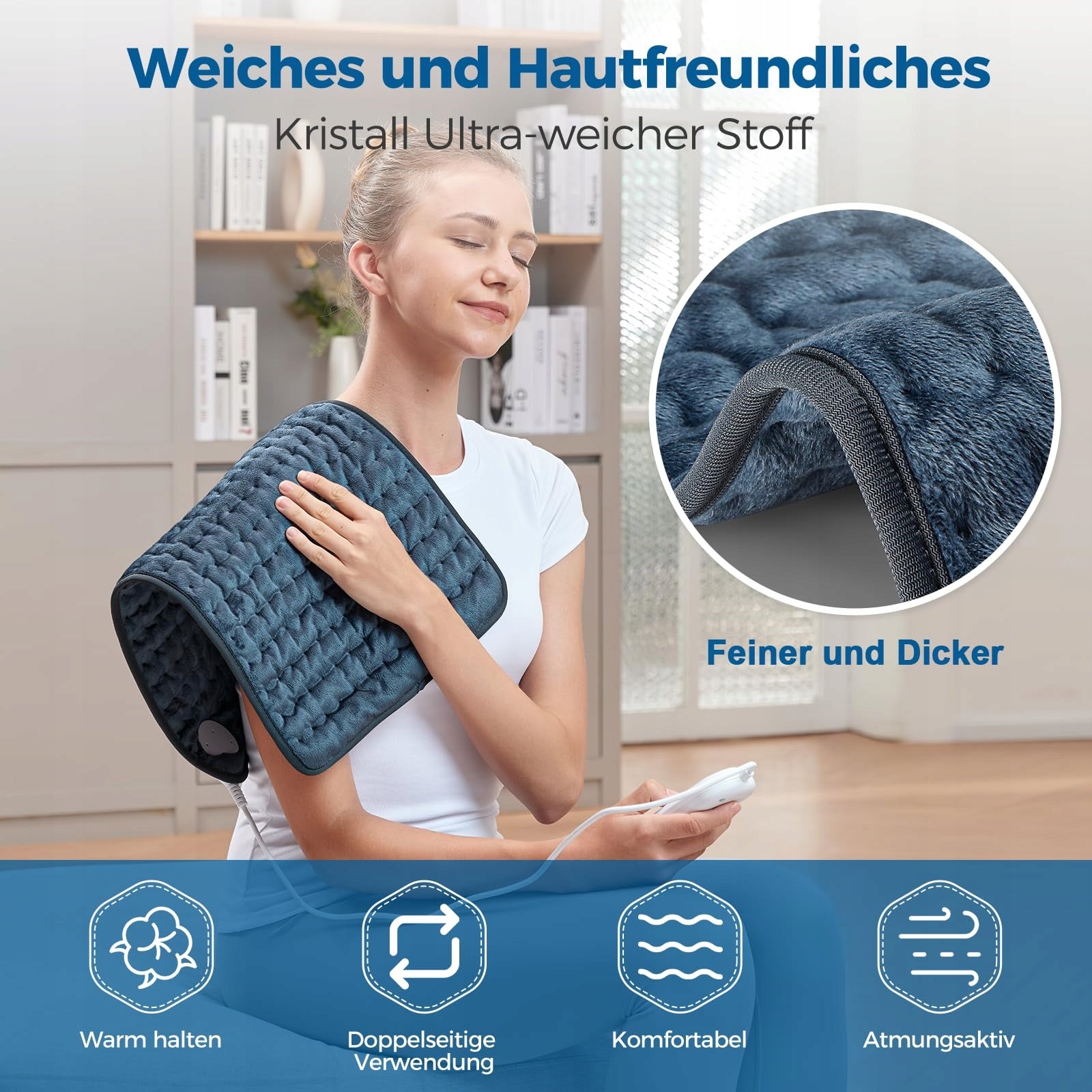 MOWEND Electric Heating Pillow 6 Settings 30x60cm For Body Pain Packaging status original