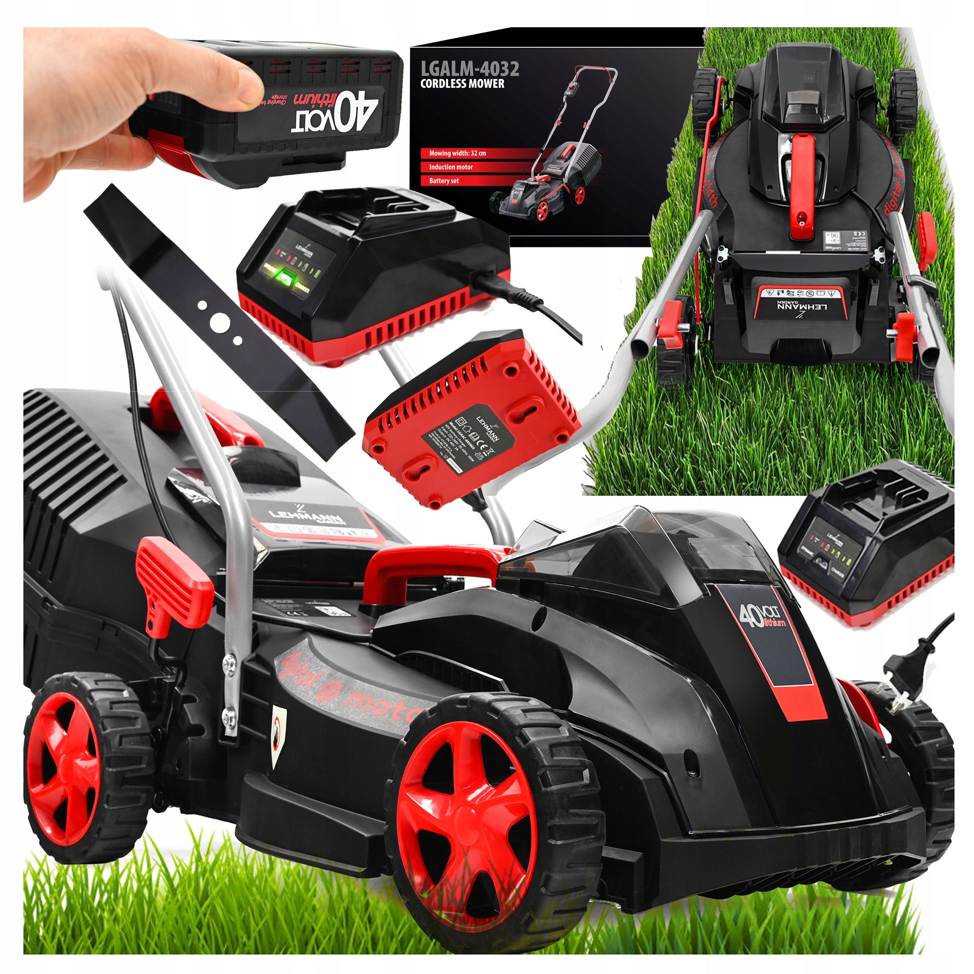 MOWER CORDLESS INDUCTION MOTOR 40V CHARGER POWERFUL BATTERY
