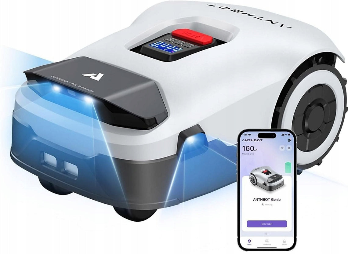 MOWING ROBOT WITHOUT CABLE 2000m2 AI 4 CAMERAS 5Ah GPS RTK ANTHBOT GENIE1000 Packaging status original