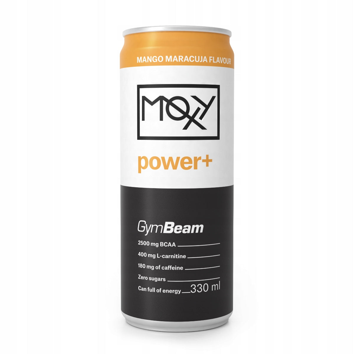 MOXY POWER+ ENERGY DRINK WITHOUT SUGAR WITH BCAA passion fruit mango 330 ml GymBeam