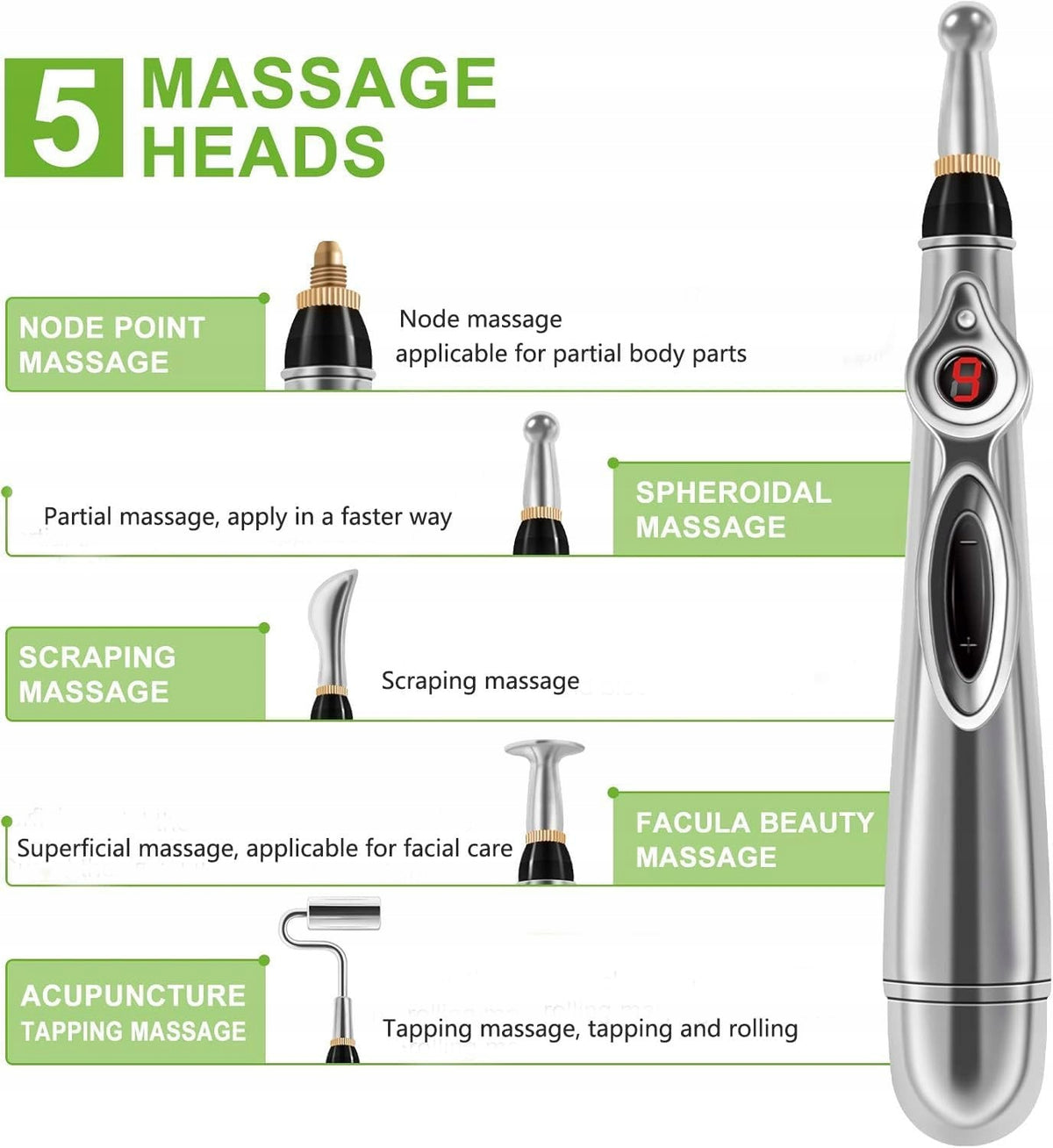 MQUPIN Acupuncture Energy Pen Needleless 5 Heads 9 Levels Body Relaxation Brand MQUPIN
