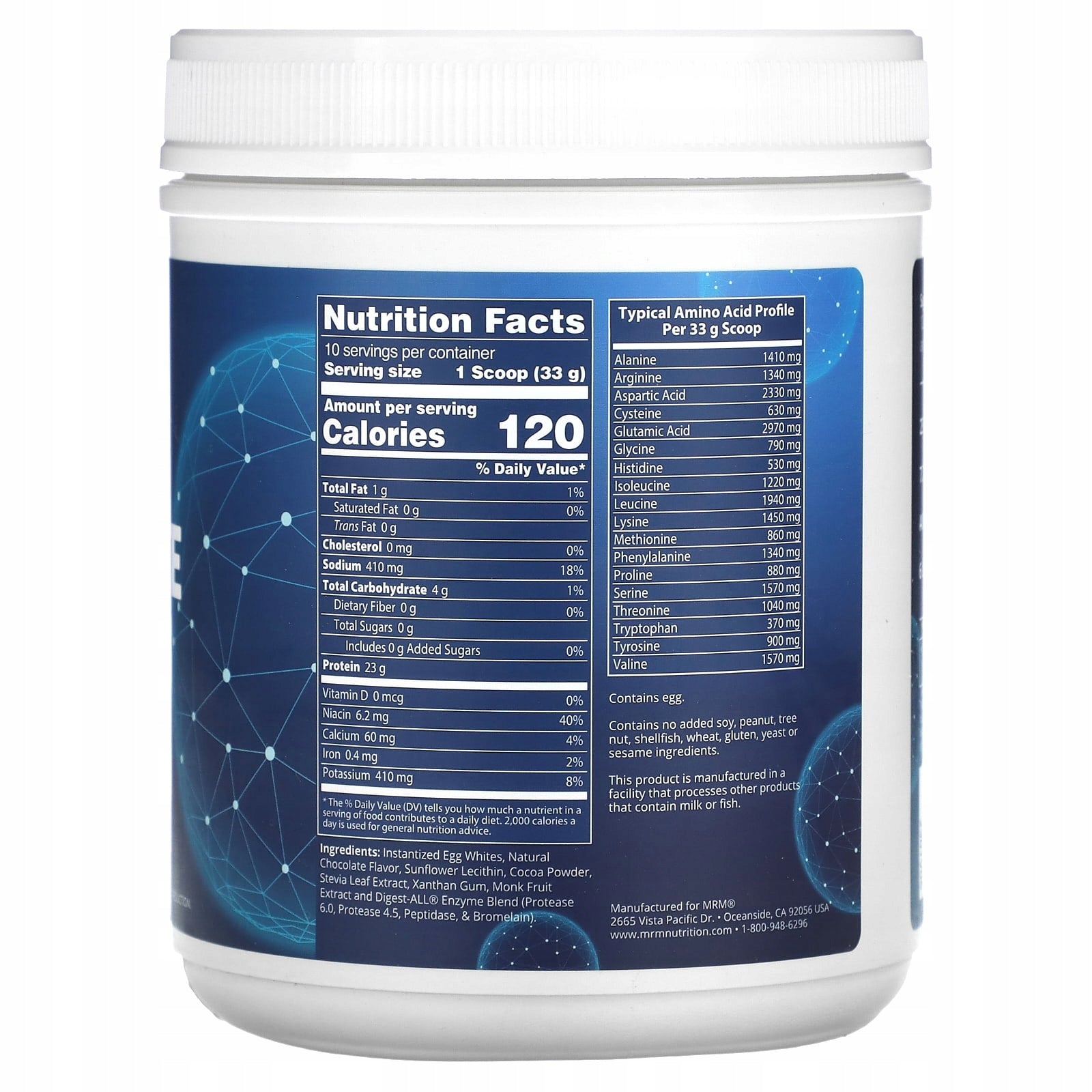 MRM Nutrition, Egg White, Chocolate, 340 g Expiration date at least 3 months from the date of purchase