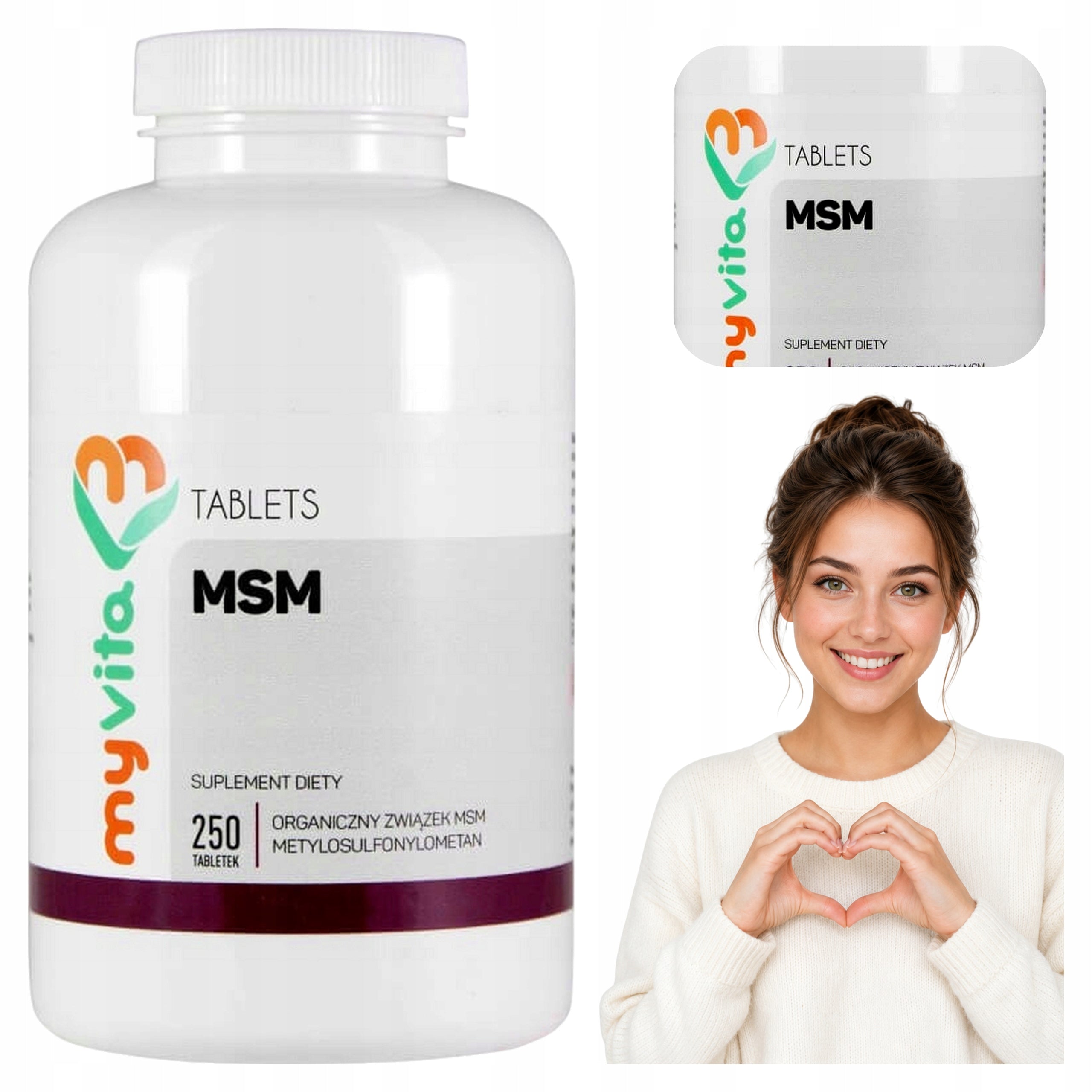 MSM ORGANIC SULFUR MYVITA 500 mg 250 tab. Methylsulfonylmethane Vege