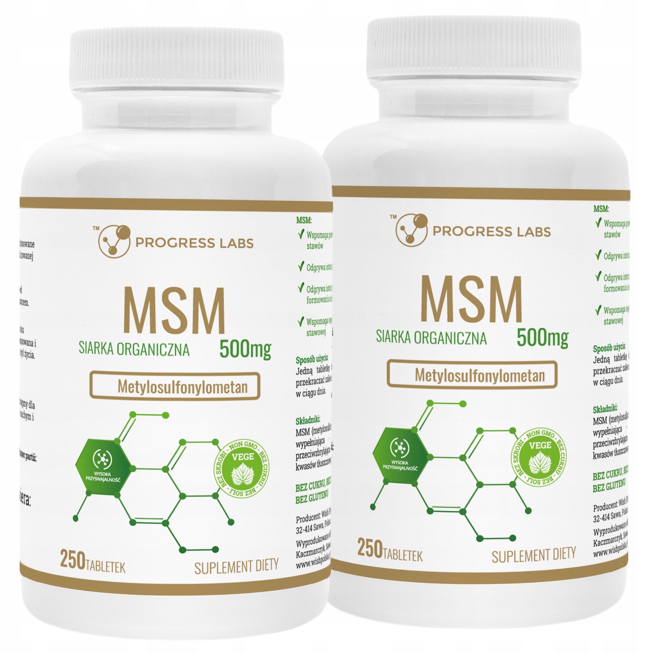 MSM Organic Sulfur 500 mg Bones Joints Muscle Collagen VEGE 500 tablets