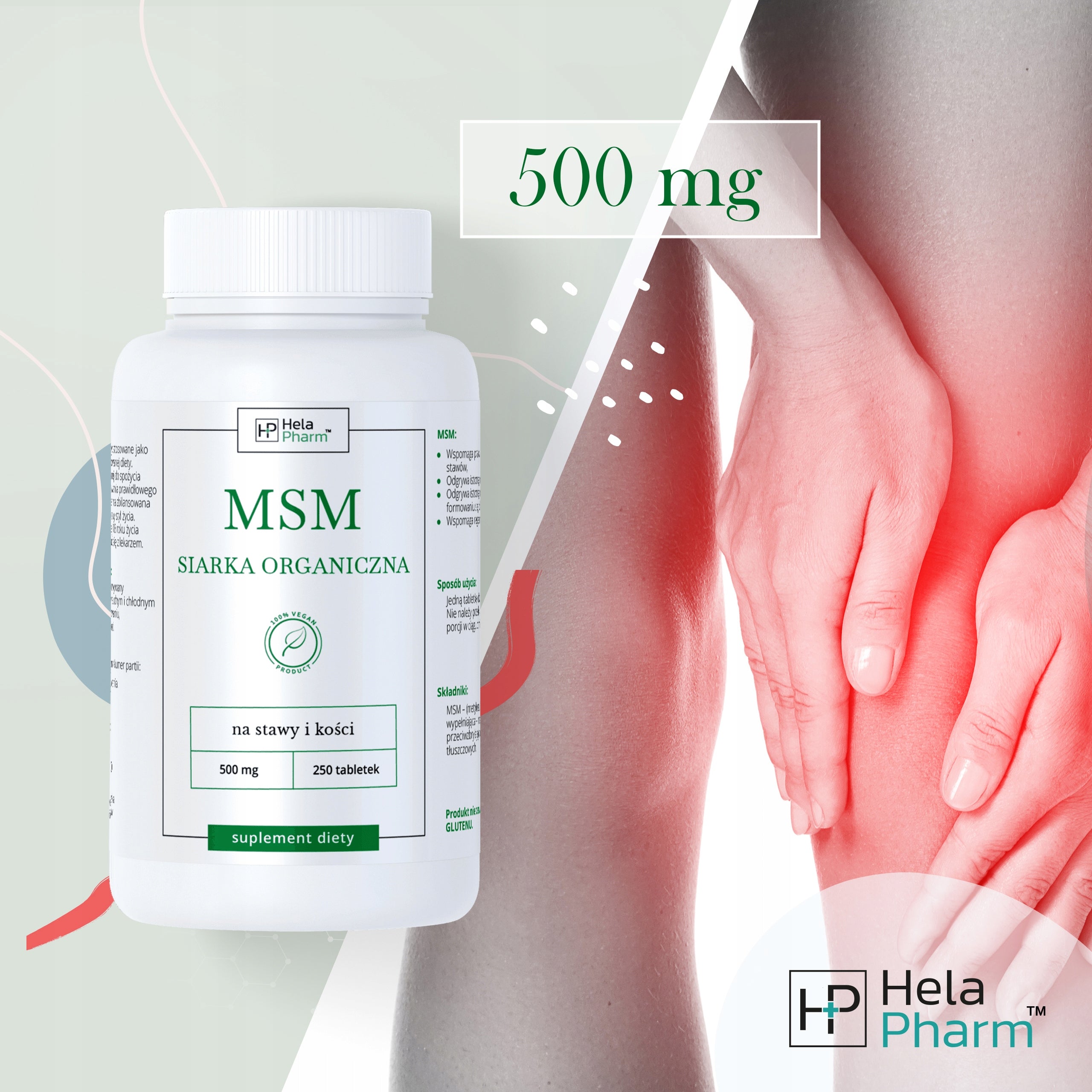 MSM Organic Sulfur 500mg JOINTS, BONES 250 tablets Vege EAN (GTIN) 5904506138098