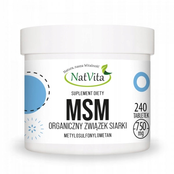 MSM Organic Sulfur 750mg 240 Tablets NatVita