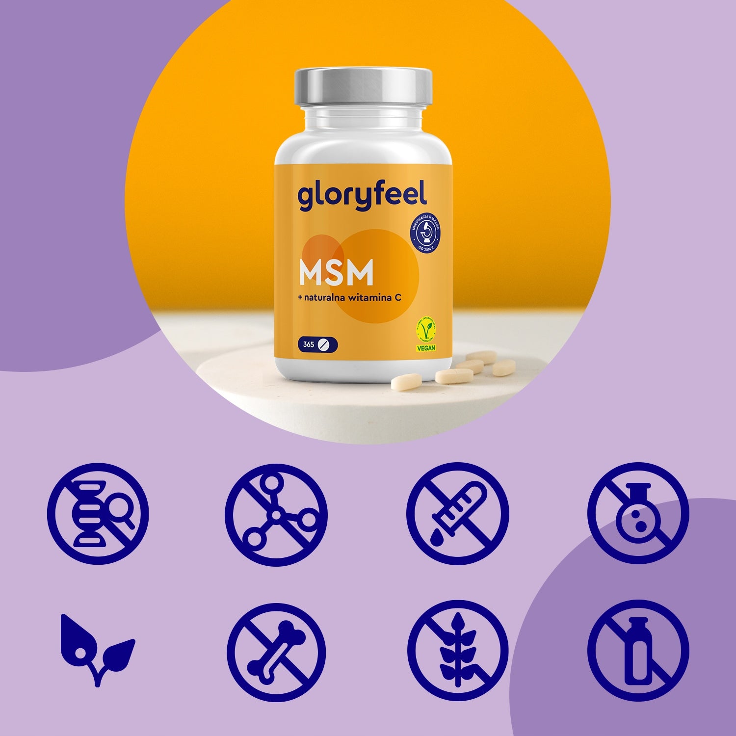 MSM SIARKA ORGANICZNA 2000mg WITAMINA C 365 tabs. ZDROWE STAWY KOŚCI Form tablets
