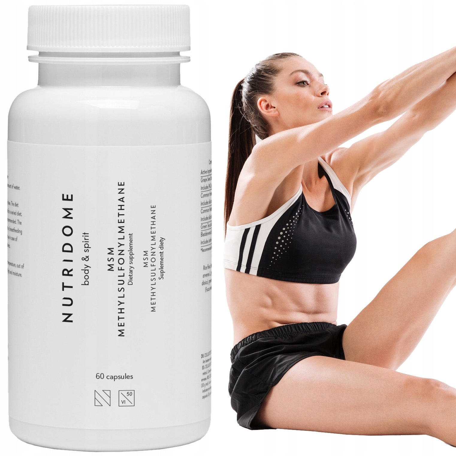 MSM methylsulfonylmethane joints bone supplement 1500mg Nutridome 60 capsules Packaging status original