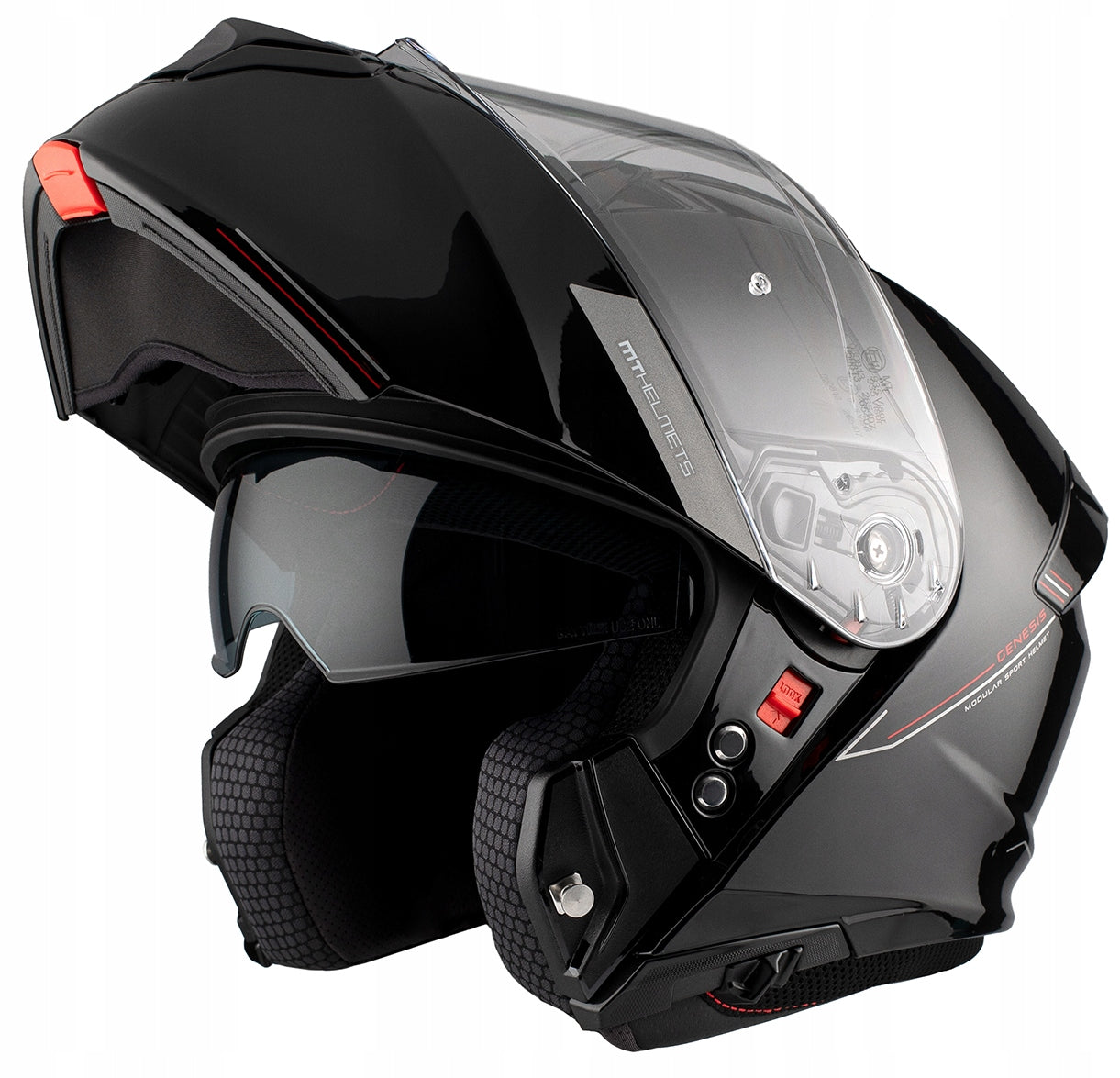 MT HELMETS GENESIS SV SOLID BLACK MOTORCYCLE HELMET JAW BLACK Packaging status original