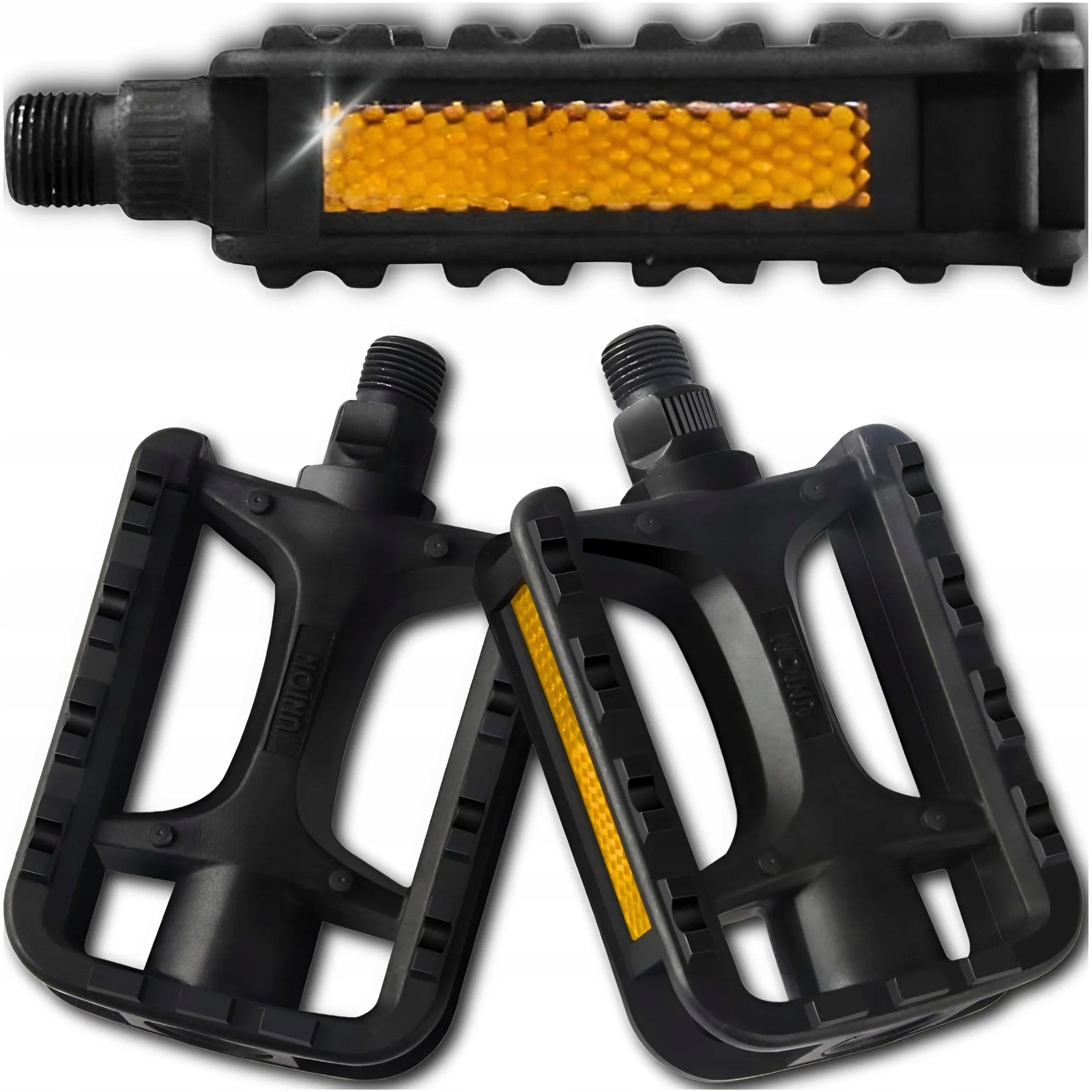 MTB BIKE PEDALS WITH REFLECTORS BLACK TREKKING NON-SLIP