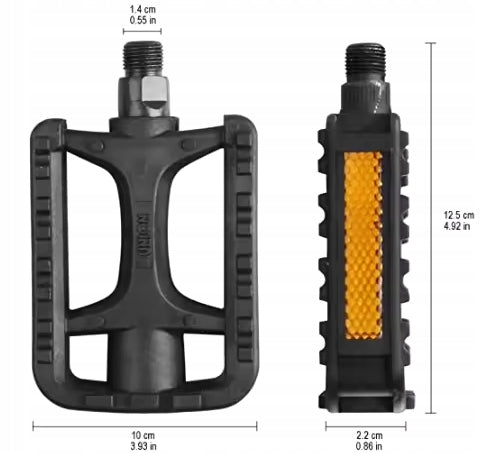 MTB BMX PLATFORM BIKE PEDALS LARGE 9/16" BLACK WITH TREKKING REFLECTOR Brand no brand