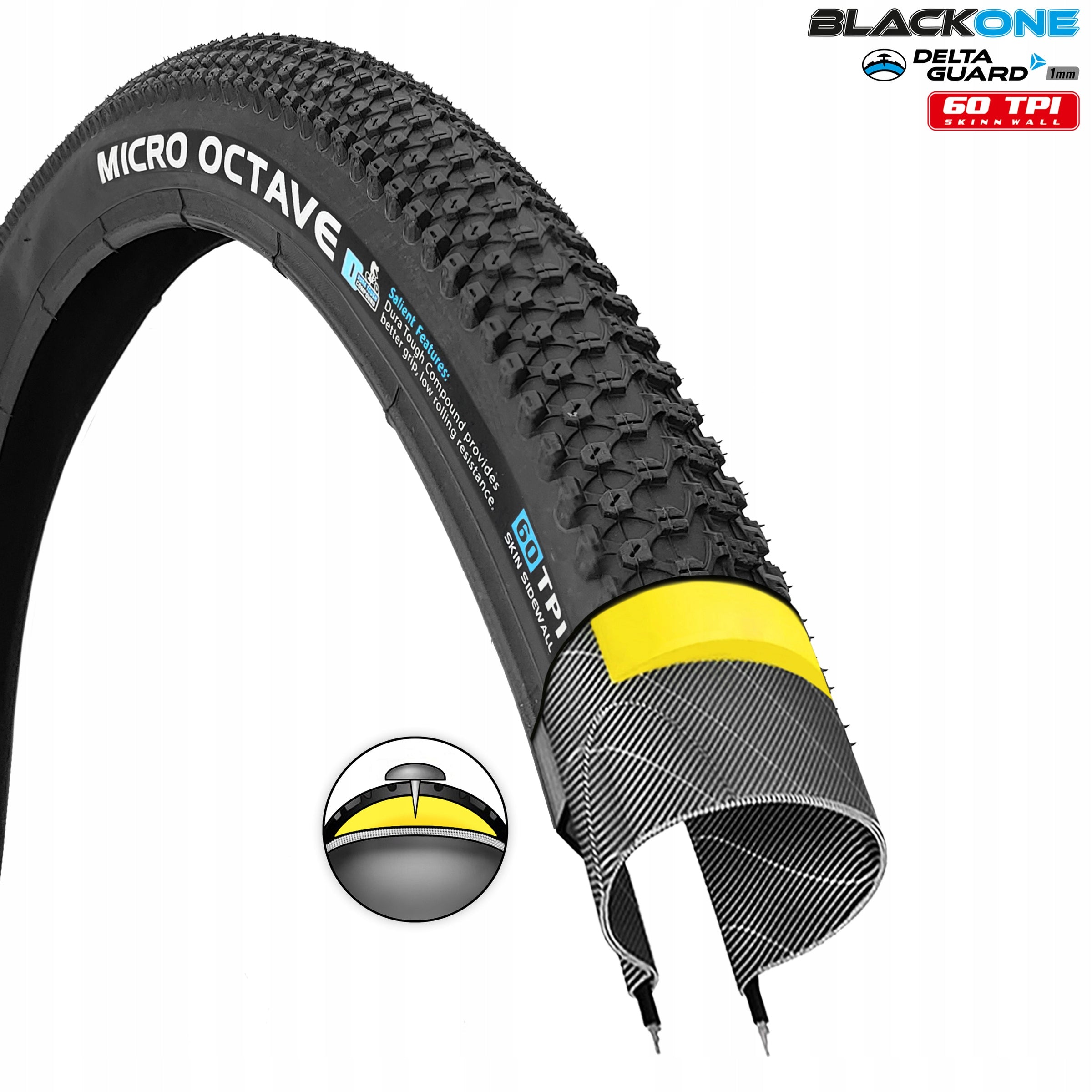 MTB bicycle tyre set - XC BLACKONE - 29x2.10 / 54-622 mm + JET inner tube Brand Black1
