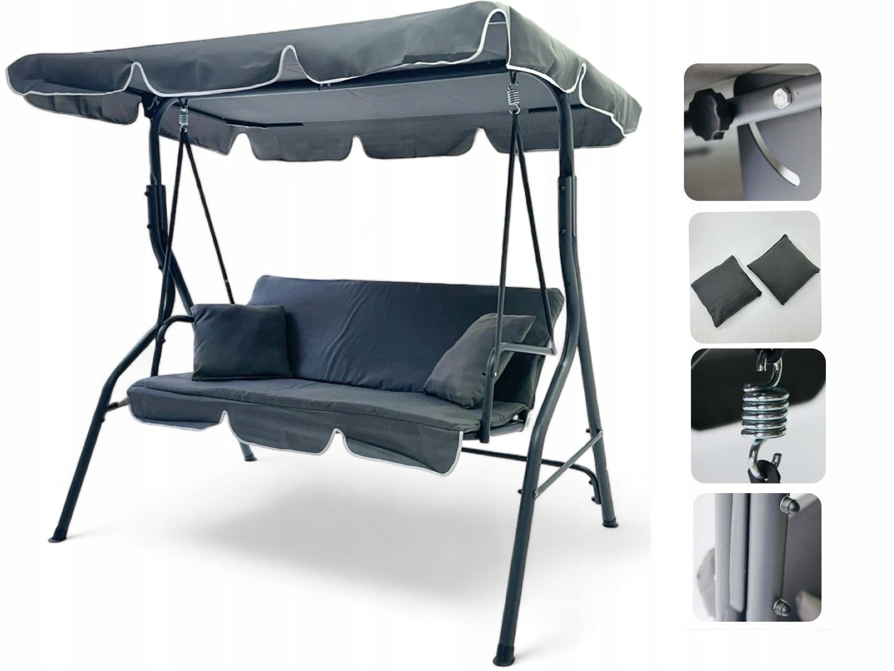 MTG 4003A FREESTANDING ROCKING GARDEN SWING 3 SEATER GREY IDEALGarden