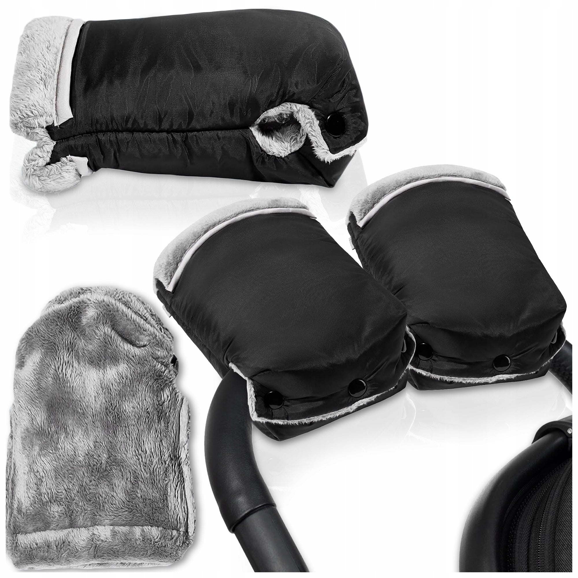MUFF GLOVES FOR STROLLER SLED INSULATED GLOVES FOR STROLLER PLUSH 2PCS