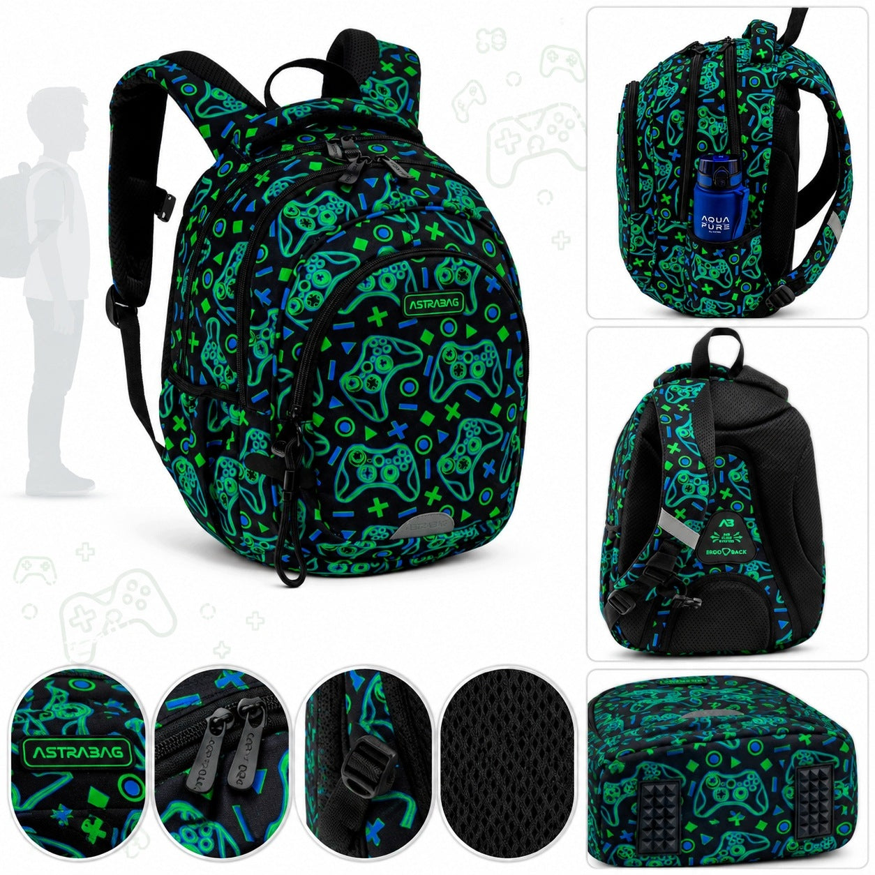 MULTI-CHAMBER SCHOOL BACKPACK ASTRA REFLECTIVE ERGONOMIC 1-3 FOR A BOY