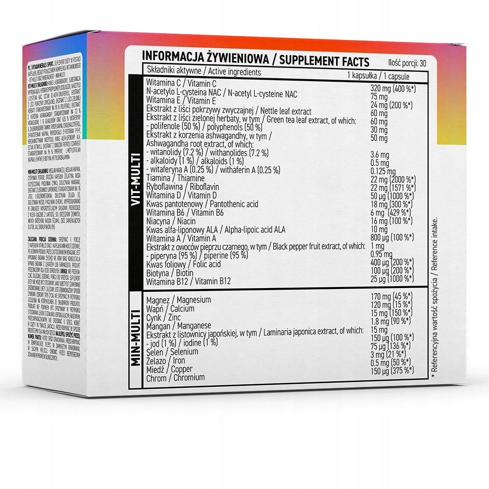 MULTI VITAMINS AND MINERALS OstroVit VITA MINERALS METHYLATED complex 60 kap Packaging status original