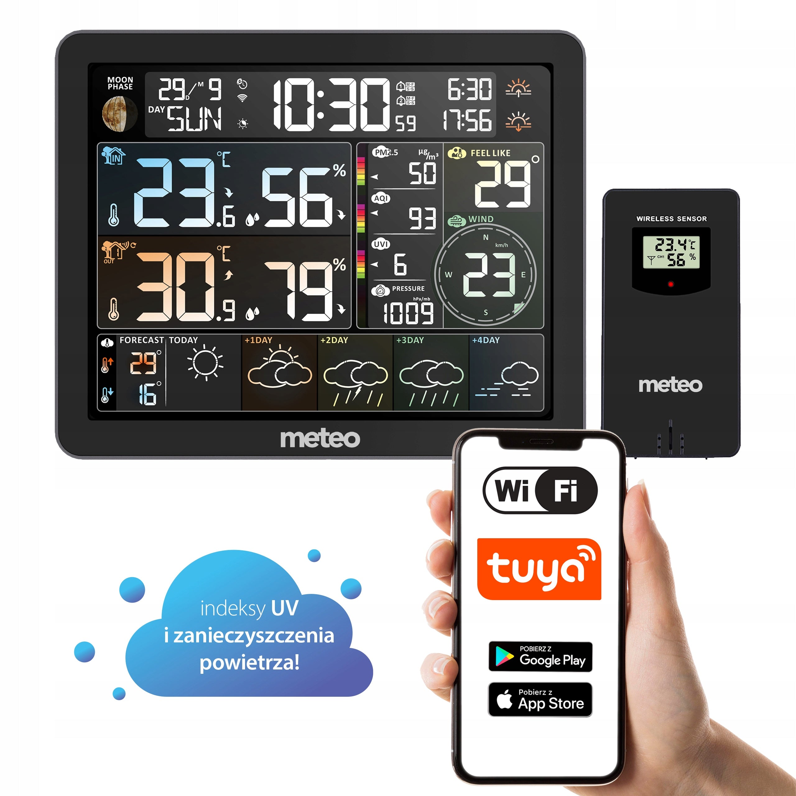 MULTI WEATHER STATION METEO SP400 WIFI +AIR METER BAROMET HYGROMETER Brand Meteo