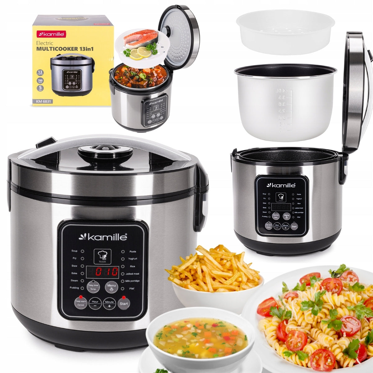MULTICOOKER ELECTRIC POT PRESSURE COOKER STEAMER 13 PROGRAMS KAMILLE