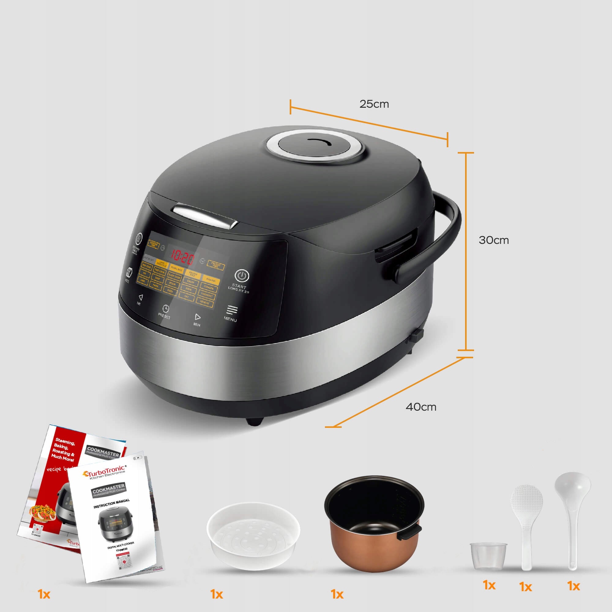 MULTICOOKER POT ELECTRIC STEAMER AIR FRYER 5L 860W Brand TurboTronic