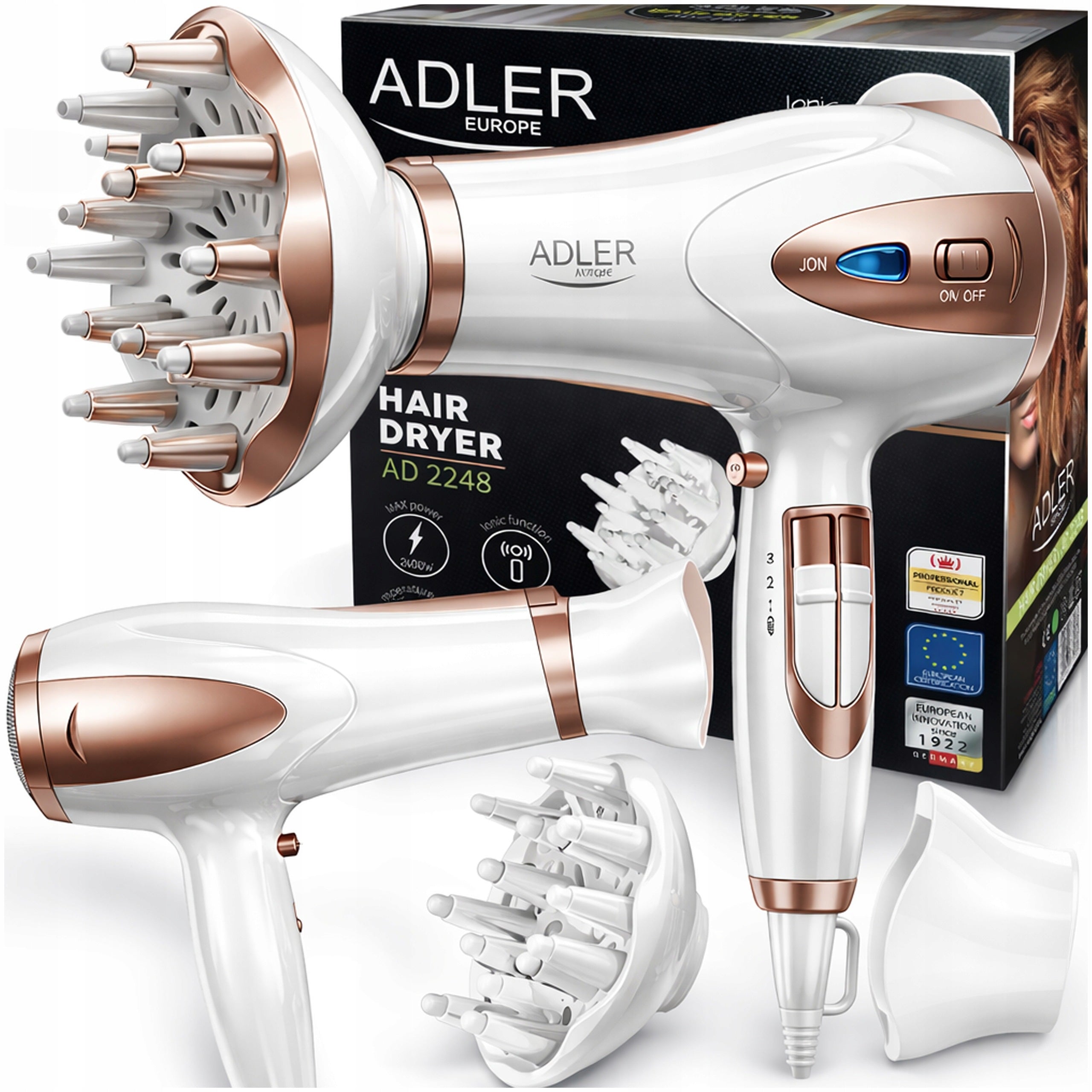 MULTIFUNCTION DIFFUSER IONIZED HAIR DRYER 2400W COLD AIR