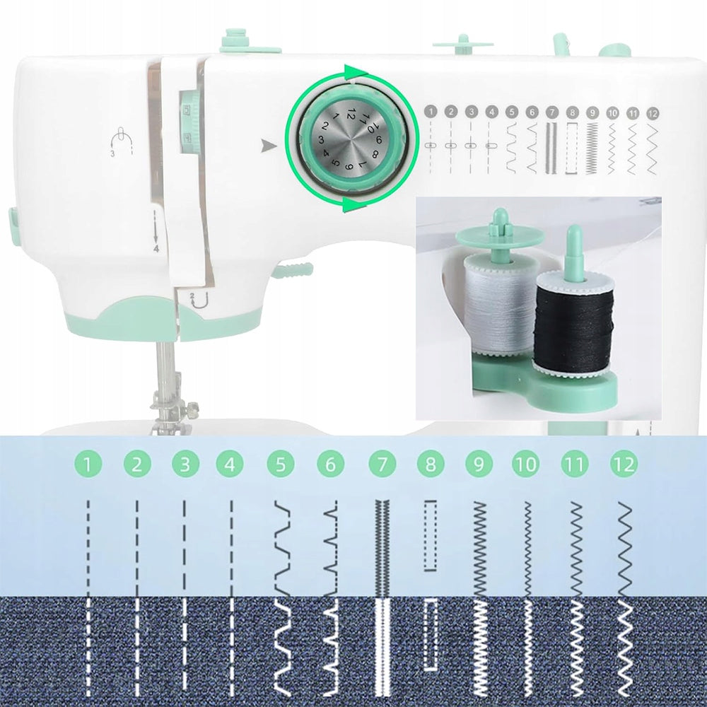 MULTIFUNCTION SEWING MACHINE WITH 12 PATTERNS AND FULL SET OF ACCESSORIES Hook rotating